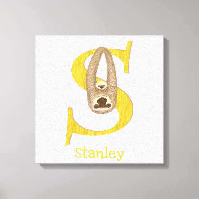 Animal ABC S is for sloth canvas print (Front)