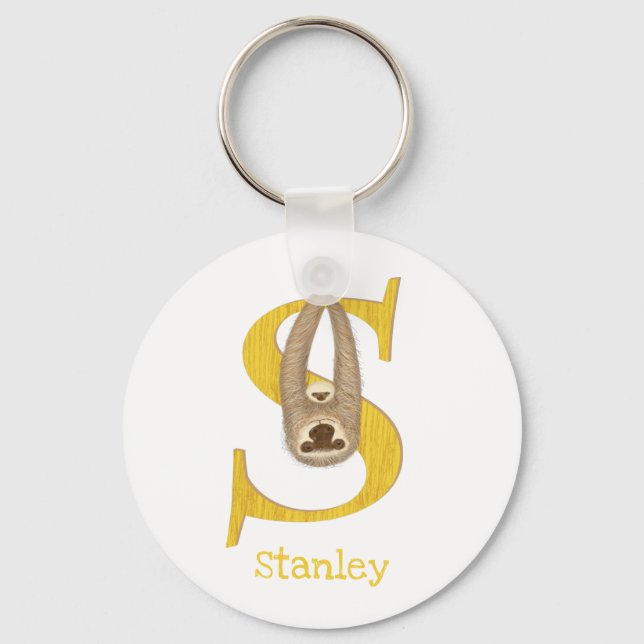 Animal ABC S is for sloth key ring (Front)
