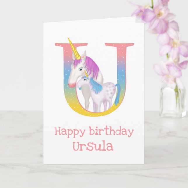 Animal ABC U est pour la carte d'anniversaire de l (Orchidée)