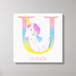 Animal ABC U is for unicorn canvas print