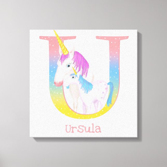Animal ABC U is for unicorn canvas print (Front)