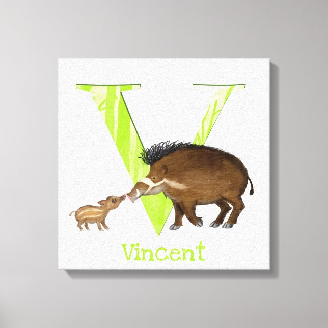 Animal ABC V is for Visayan warty pig canvas print (Front)