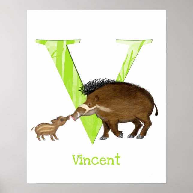 Animal ABC V is for Visayan warty pig print (Front)