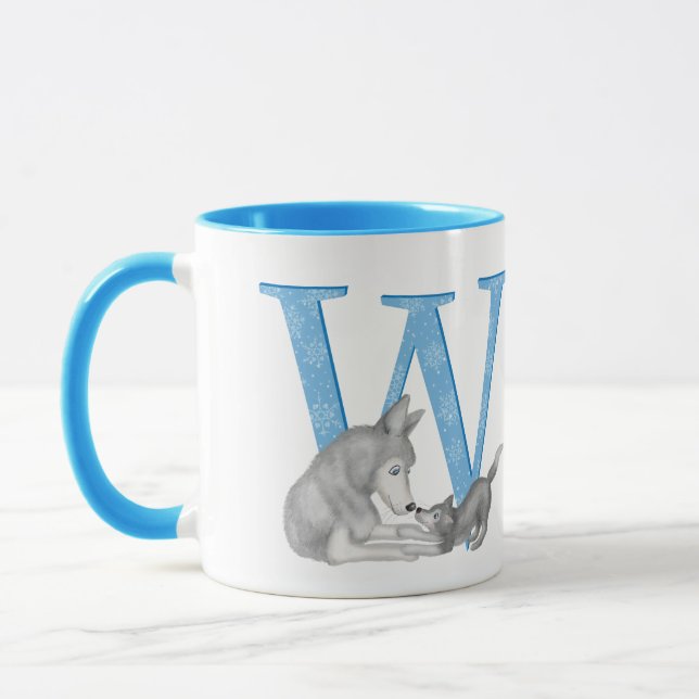 Animal ABC W is for wolf mug (Left)