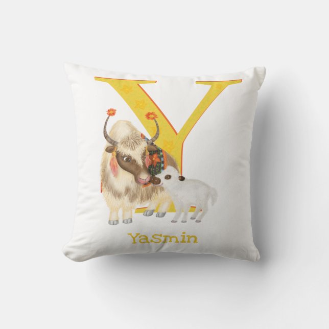 Animal ABC Y is for yak cushion (Front)