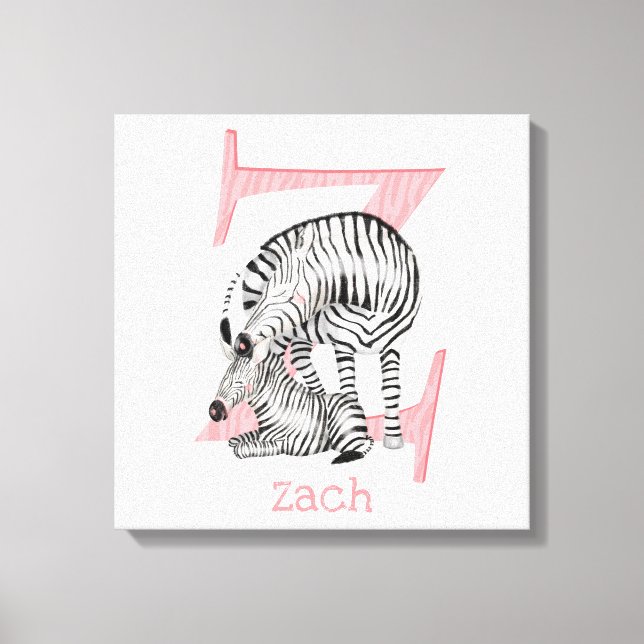Animal ABC Z is for zebra canvas print (Front)