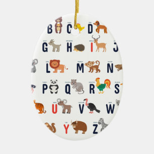 Animal ABCs - Alphabet Ceramic Ornament