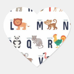 Animal ABCs - Alphabet Heart Sticker