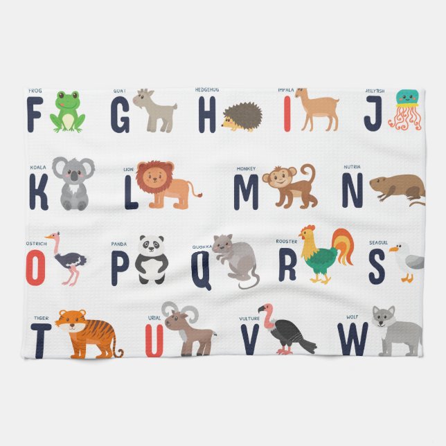 Animal ABCs - Alphabet Kitchen Towel (Horizontal)