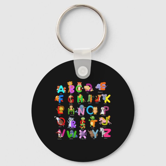 Animal Abcs Learning Kindergarten School Teacher  Keychain (Front)