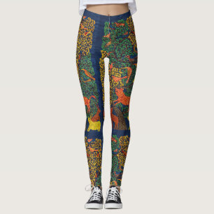 animal abstract botanical illustration leggings