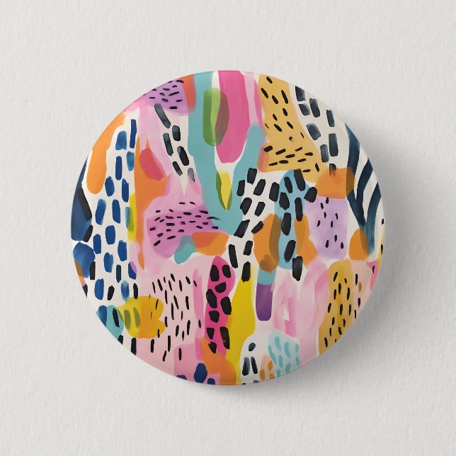Animal Abstract Modern Retro Coloful 2 Inch Round Button (Front)