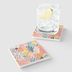 Animal Abstract Modern Retro Coloful Stone Coaster