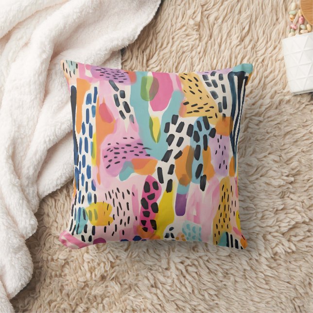 Animal Abstract Modern Retro Coloful Throw Pillow (Blanket)