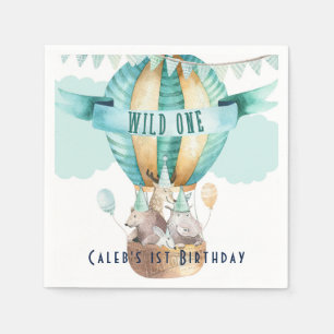 Animal Adventure Watercolor Boho WILD ONE 1 1st Napkin