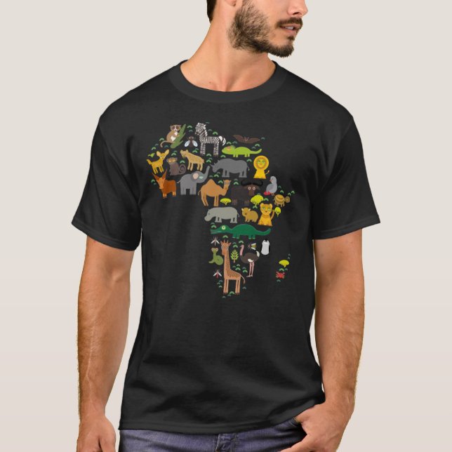Animal Africa parrot Hyena Rhinoceros Zebra Hippop T-Shirt (Front)