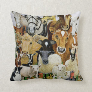 Animal Allsorts Throw Pillow