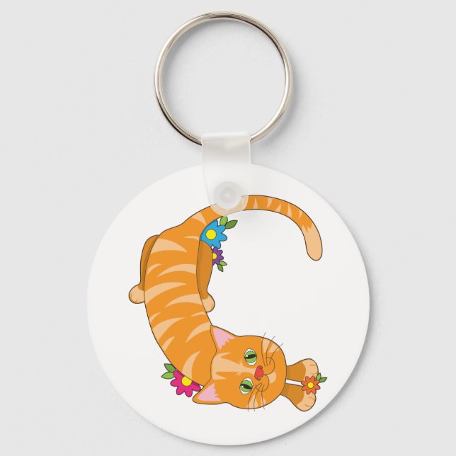 Animal Alphabet Cat Keychain (Front)
