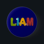 animal alphabet Liam 2 Inch Round Button<br><div class="desc">Drop me a line with the name of your choice for a very special gift.</div>