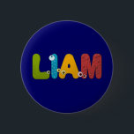 animal alphabet Liam 2 Inch Round Button<br><div class="desc">Drop me a line with the name of your choice for a very special gift.</div>