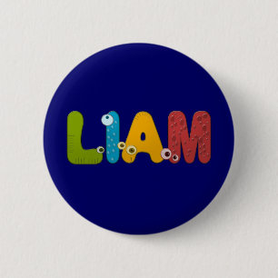 animal alphabet Liam 2 Inch Round Button