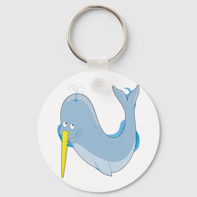 Animal Alphabet Narwhal Keychain (Front)