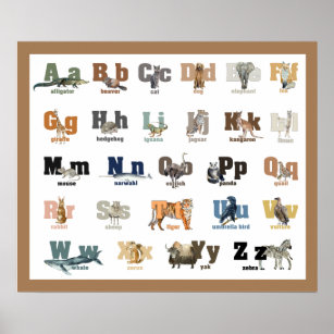 Alphabet Animal Poster A - Z Children Educational