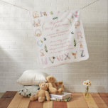Animal Alphabet | Nursery Birth Stats Baby Blanket<br><div class="desc">Nostalgic animal alphabet illustrations (from A - Z) and baby's name and birth stats. These blankets are so super soft and warm!! Lovely keepsake gift for new parents. Personalize the design with baby's name monogram, birthday and birth stats or other text. Use the design tools to choose any background colour,...</div>