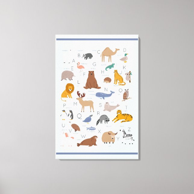 Animal Alphabet Nursery Kids Room  Canvas Print (Front)