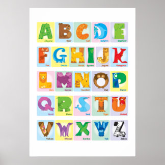 Animal Alphabet - Squares Poster