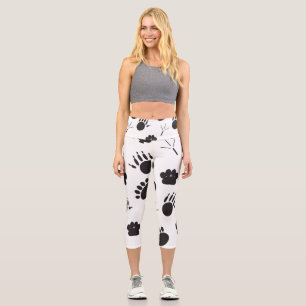 Animal and Bird Footprint  Capri Leggings
