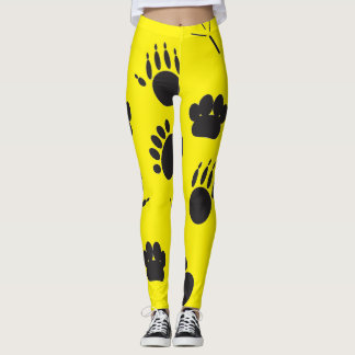 Animal and Bird Footprint, deep yellow background  Leggings