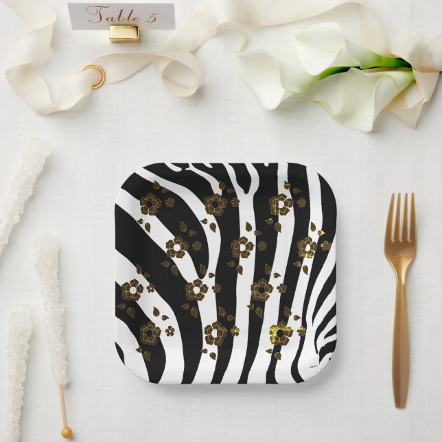 Animal and Floral Design  Paper Plate (Wedding)