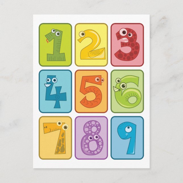 Animal and numbers postcard (Front)