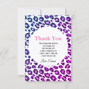 Animal, animal print, Leopard ,cheetah thank you Card