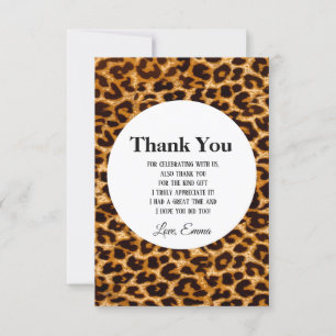 Animal, animal print, Leopard ,cheetah thank you Card