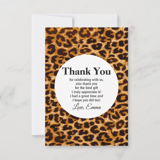 Animal, animal print, Leopard ,cheetah thank you Invitation (Front)
