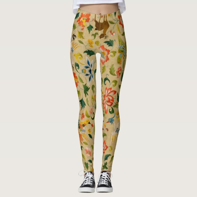 Animal Antique Horse Bird Deer Rabbit Leggings (Front)
