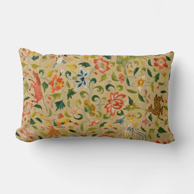 Animal Antique Horse Bird Deer Rabbit Lumbar Pillow (Front)