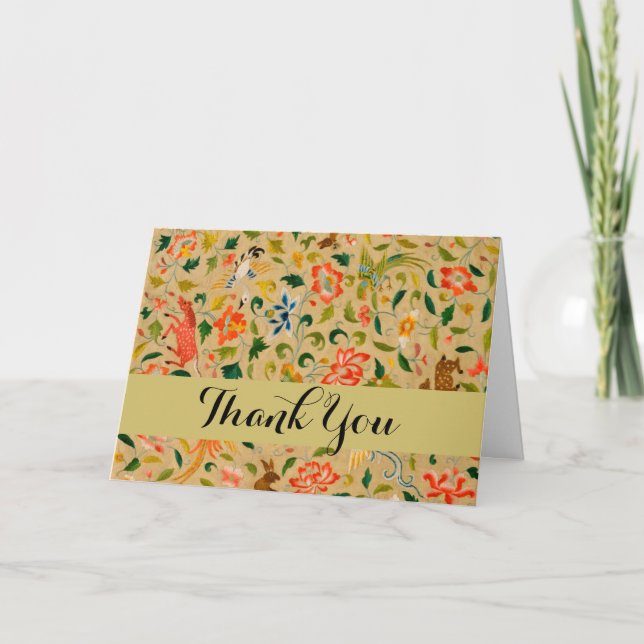 Animal Antique Horse Bird Deer Rabbit Thank You Card (Front)