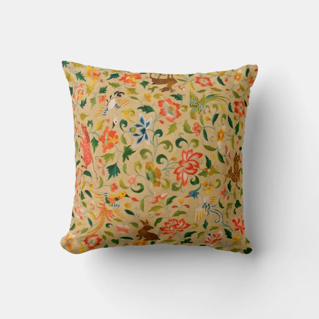 Animal Antique Horse Bird Deer Rabbit Throw Pillow (Front)
