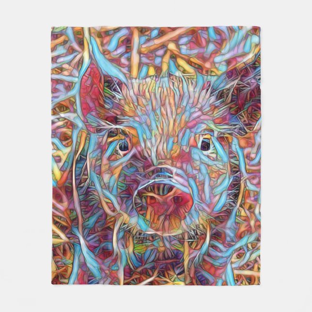 Animal ArtStudio- funky piglet Fleece Blanket (Front)