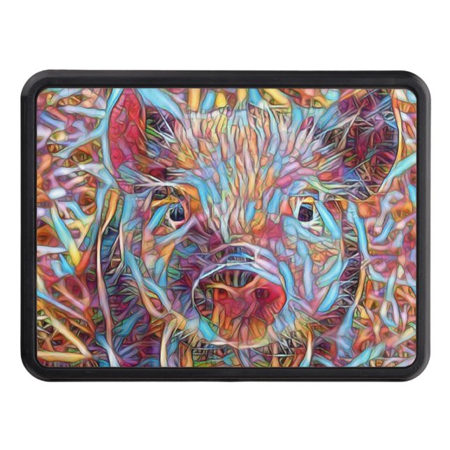 Animal ArtStudio- funky piglet Trailer Hitch Cover (Front)