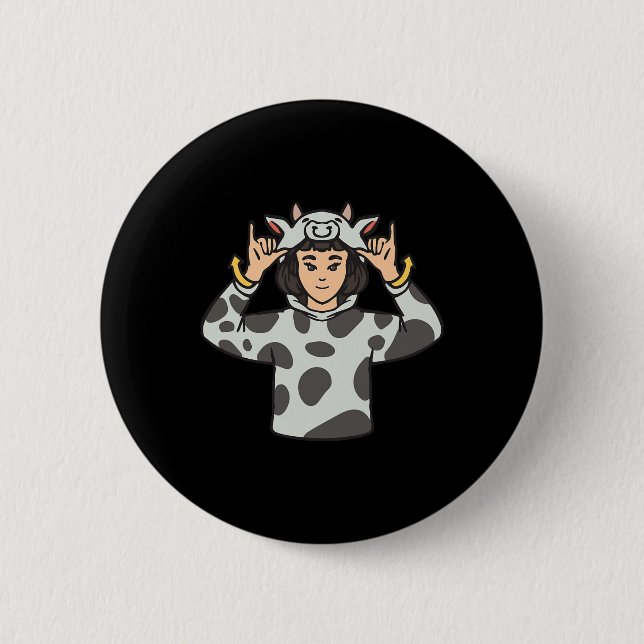 Animal Asl Hand Gesture Deaf Hearing Loss Awarenes 2 Inch Round Button (Front)