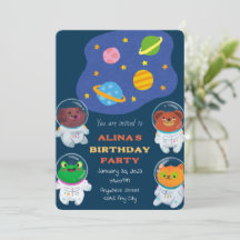 Animal Astronauts Birthday Invitation