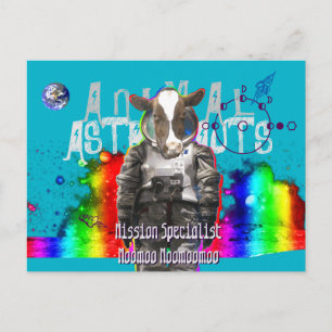 Animal Astronauts Cow Postcard
