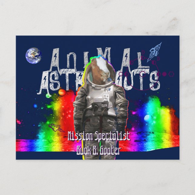 Animal Astronauts Goat Postcard (Front)
