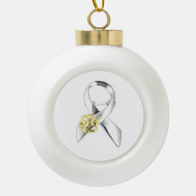 Animal awareness Hanging a Christmas tree  Ceramic Ball Christmas Ornament (Front)