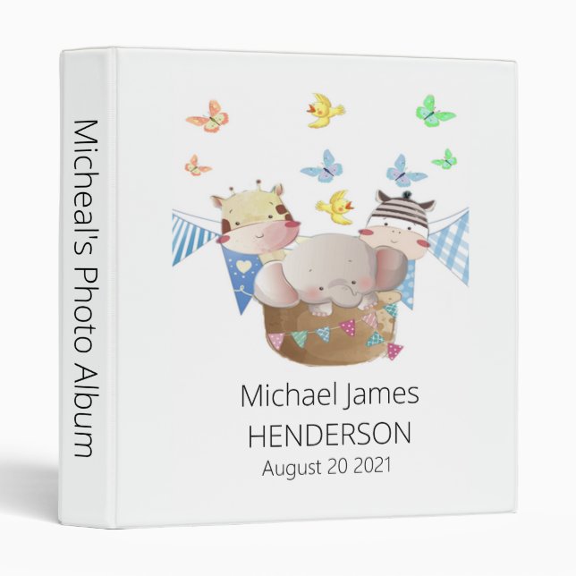 Animal Baby Boy Photo Album Binder (Front/Spine)