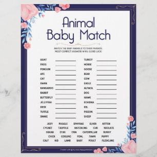 Animal Baby Match [Floral Frame] Letterhead
